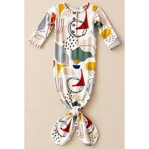 Lou Lou Newborn Knotted Sleep Gown Artsy Art to Wear Abstract Geometric Cozy